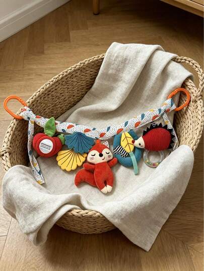 1pc Cartoon Baby Crib Hanging Toy, Unisex For Boys And Girls, Built-In Crinkle Paper, Mirror, BB Sound, Colorful Beads, Soothing Early Education Sensory Toy, Suitable As Newborn Toy