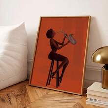 1pc Retro Jazz Saxophone Player Vertical Music Poster - Adhesive Suitable For,Living Room Decor Pictures For Living Room Decor Posters Home Decor Frameless - A - View 1