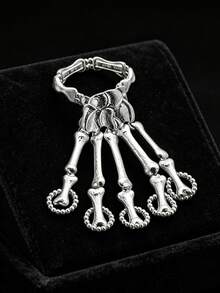 SHEEGIOR Halloween Costume Prop Vintage Distressed Metal Faux Skeleton Ghost Claw Bracelet, Personalized Punk Style Five-Finger Bone Connected Hand Back Bracelet, Dark Subculture Faux Palm Bone Connected Hand Accessory, Suitable For Party, Haunted House, COSPLAY, Dance Outfit Accessory - Metal Faux Bone Claw Bracelet - View 10