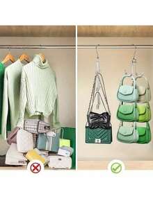1 Pc Rotating Wallet Holder, 6 Large Hooks, 360° Swivel Display Rack, Space Saving Foldable, For Handbags Belts Scarves Ties, Closet Hanging Storage, Purse Display Stand, Sturdy Durable, Easy Access, Keep Closet Tidy - Silver - View 4