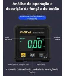 Medidor de Ángulo Digital Magnético de 4 Lados WPD con Láser, Digital - negro - Ver 3