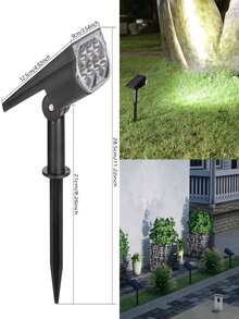 1pc Waterproof 7-LED Solar Spotlight, Dual-Use As Floodlight And Landscape Light, Suitable For Yard, Garden, Statue, Fountain, Outdoor Decorative Lighting, Autumn Home Decor - Black - View 13