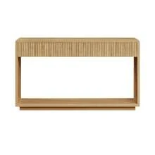 Modern Entryway Console 150 Cm Wide, With Two Large Storage Drawers And An Open Shelf At The Bottom, Ideal For A Hallway Or Living Room (Light Oak). - 自然色 - 查看 2