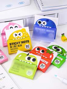 1pc Fruit Themed Pull-Out Pearlescent Sticky Notes, Transparent Color Self-Adhesive Memo Tabs, For Marking Key Knowledge And Sort, First Day Of School - Multicolor - View 1
