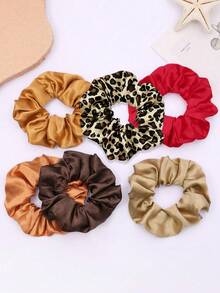 6pcs Solid Color Faux Silk Satin Hair Scrunchies, Soft Silky Elastic Hair Ties, Versatile Daily Hair Accessories, Elegant And Minimalist; Suitable For Daily, Casual, Party, Commute, Vacation And More Occasions, Also Applicable For Updo, Ponytail, Face Washing, Makeup And Daily Styling - Multicolor - View 1