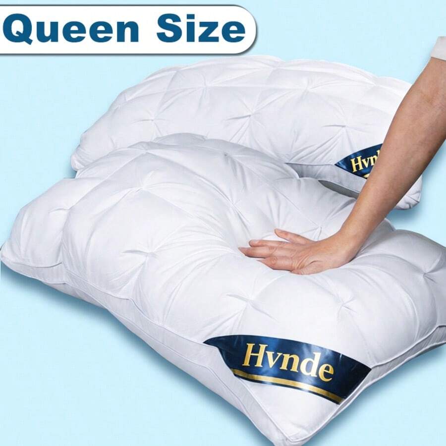 2PCS Luxury Hotel-Quality Pillows, Queen Size High Resilience Plush Fill, HypoallergenicPolyester Fabric, Soft Comfortable For Deep Sleep. Ideal For Side Back Sleepers, BreathableCooling, All-Season Use, Machine Washable - 2PCS White - QUEEN - View 1