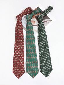 1PC Men's Casual Dog/Giraffe Pattern Hand-Tied Tie, Suitable For Business Daily Commute Matching - Multicolor - View 1