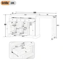 Kitchen Island On Wheels, Extendable Kitchen Island With Dining Area, Spice Rack And Drawers, Freestanding Mobile Kitchen Island, Ideal For Kitchen And Dining Room (Grey). - 灰色 - 查看 11
