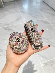 1pc Rhinestone Portable Folding Mirror Comb, Makeup Touch-Up & Hair Smoothing Comb, Girls Bag Comb, Folding Mirror Comb All-In-One, Travel & Vacation Essential, Wedding Birthday Party Holiday Gift, Room Indoor Decor - Multicolor - View 15