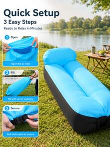 Sofa Malas Tiup, Matras Kemah Luar Ruangan yang Cepat Ditiup, Kursi Santai Pantai Portabel dengan Tas Penyimpanan, Cocok untuk Perjalanan dan Piknik - MultiWarna - View 2