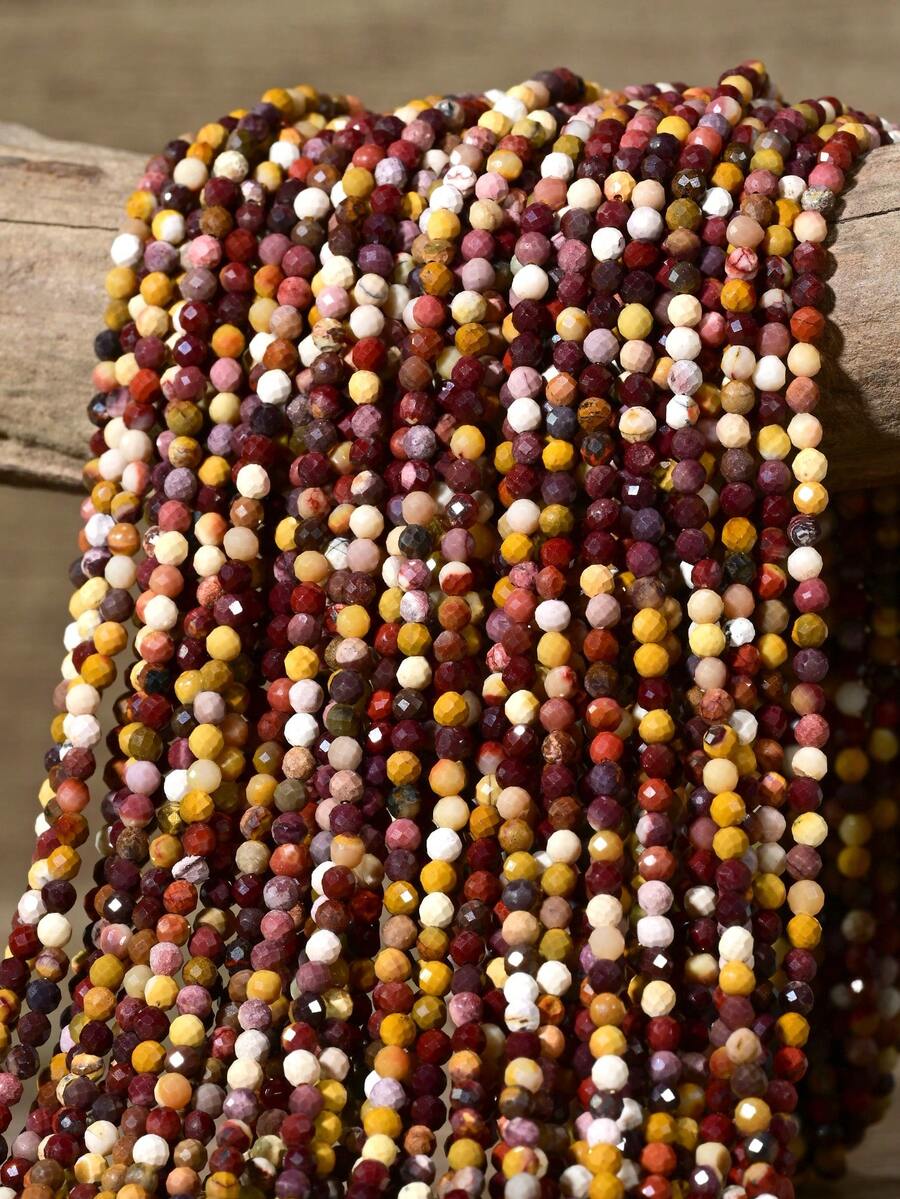 Yumfeel 3mm Natural Mookaite Jasper Facted Beads For Jewellery Making-Length 38cm About 110-115pcs Stone Beads DIY Necklaces And Rings