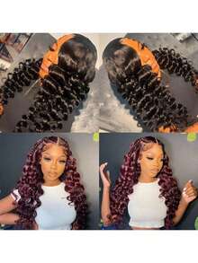 NARNI 40 Inch 250% Density Wear And Go Glueless Human Hair Wig 13x4 HD Loose Deep Wave Lace Front Wigs Human Hair Pre Plucked Wet And Wavy Curly Lace Front Wig Human Hair For Women With Baby Hair Natural Black Color - Natural Black - View 10