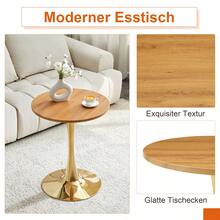 60 Cm Round Side Table / European Style Small Dining Table / MDF Dining Table / Non-Slip And Quiet Table Legs / Suitable For Living Room And Dining Room - 金色+木色 - 查看 5