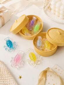 Juguete antiestrés de gelatina transparente y brillante con forma de cangrejo/langosta, estilo marisco, con estuche de vaporera tejida a juego, adorno de mesa con temática marina caprichosa, regalo atento para fiestas y vuelta al cole para coleccionistas de juguetes squishy. - Multicolor - Ver 2