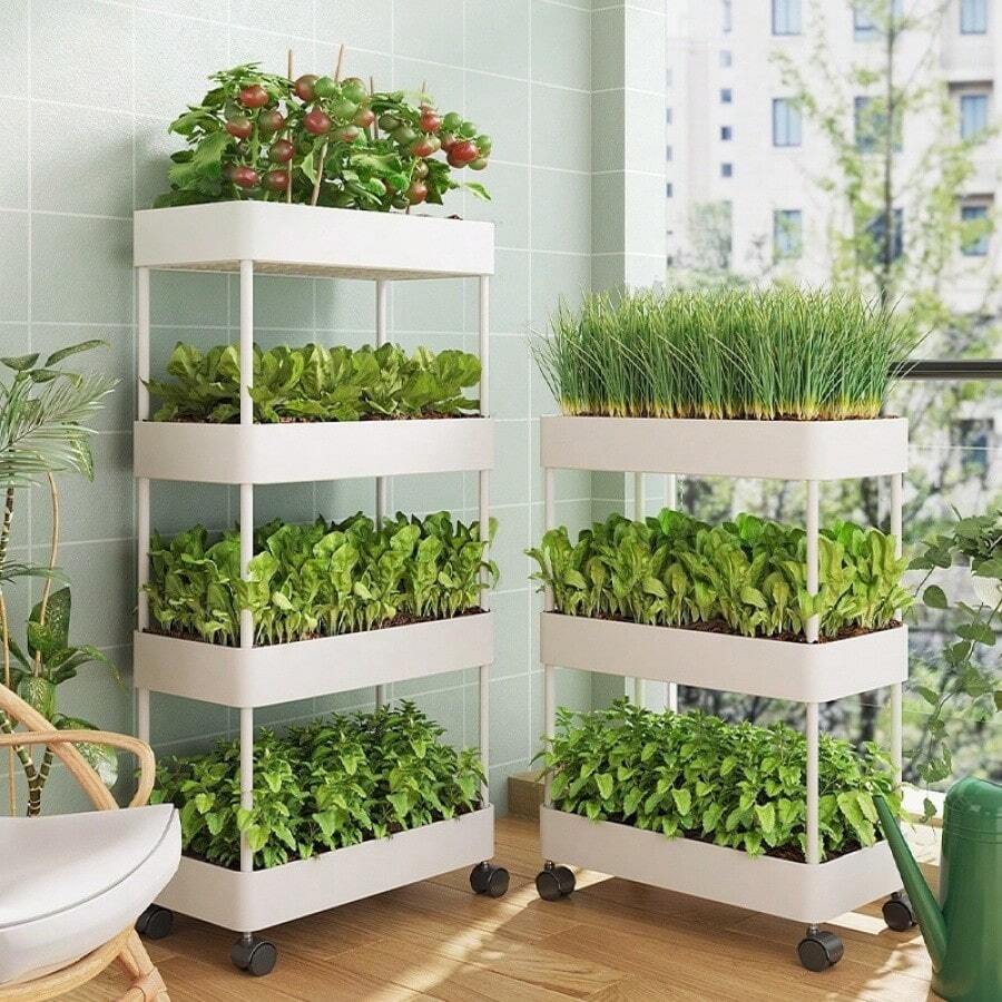 Multi-Tier Balcony Vegetable Planter, Modular Planting System, Rooftop Vegetable Rack, Berry Pot, Indoor Flower Stand - Three-story Grade a [Balcony Vegetable Gardening] - View 1