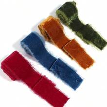 1 Roll Polyester Handmade Hand-Torn Frayed Edge Velvet Ribbon DIY Hair Accessories Bows Wedding Bouquet Gift Packaging Christmas Halloween New Year Wedding Birthday Party Decoration Ribbon - Raw-edged Ribbon - View 7