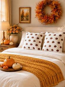 Homemorelove 1/2pcs PV Velvet Small Pumpkin Embroidered Pillow Case, Autumn Decoration, Thanksgiving, Halloween Atmosphere Home Decor Throw Pillow, Suitable For Living Room, Bedroom, Sofa, Pillow Insert Not Included - Bleached Rabbit Fur Dark Brown - View 8