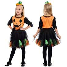 Girls Halloween Pumpkin Costume, Suitable For Carnival Party, Comes With Witch Headpiece, Children's Fancy Dress Ballet Tutu Set - Multicolor - View 2