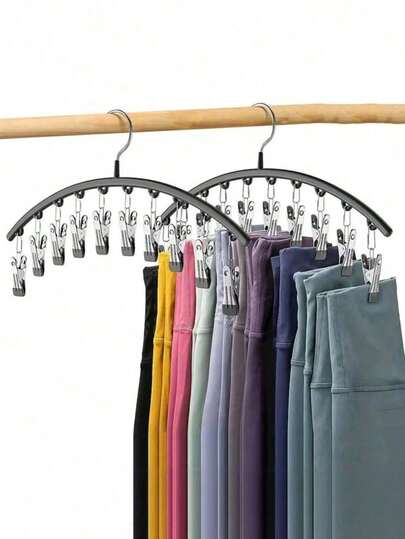 Rotating Hanger Designed Specifically For Yoga Pants And Leggings, Space-Saving Curved Design With 10 Clips, Combines Closet Storage And Pantyhose Hanging Functions; Suitable For Clothing Stores, Also An Ideal Gift For Valentine's Day, Weddings Or Birthdays.