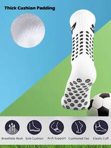 1 Pack Men's Anti-Slip Soccer Socks And Soccer Shin Guards, Anti-Slip Shin Guards Suitable For Basketball, Soccer, Sports - Multicolor - View 3