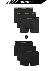 Calvin Klein [حزمة] 3 عبوات من البوكسرات الأكثر مبيعًا + 3 عبوات من بوكسر بريفز للرجال بقوة مكثفة - أسود + أسود - مشاهدة 1