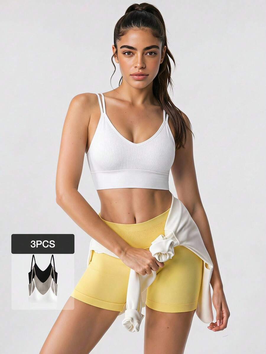 Loungeista Women's Seamless Plain Backless Bralettes Medium Stretch Casual Comfy Brasfor Summerfor Summer - Multicolor - View 1