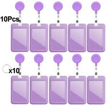 10pcs Solid Color Sliding ID Badge Holders With Retractable Badge Reel, Key Ring, Hard Plastic Badge Holder, Suitable For Office, School ID, Credit Card, RFID Key Card, Driver's License And Pass, Can Be Used For Keys, Key Ring And Keychain, Best Gift For Women And Men - Multicolor 3 - View 14