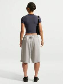 Nike Women's AS W NSW NK CHLL KNT CRP Short Sleeve Knit Collarless T-Shirt THF9539-014 - Grey - View 5