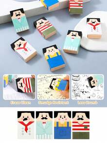 1/4pcs Cute Office Worker Erasers, Bald Uncle Erasers, Loose Bald Erasers, Desk Pet Funny Pencil Erasers, Back To School Gifts, Classroom Rewards, Party Favors - Multicolor - View 6