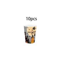 10/20/50/80pcs Halloween Horror Party Tableware Set, Haunted House Witch Flying Pumpkin Layered Paper Plates Cups Napkins, Halloween Disposable Plates, Pumpkin Lantern, Witch, Castle And Spider Web Pattern, Halloween Trick Or Treat Horror Decoration Supplies - View 10