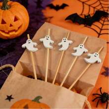 100pcs/Pack (12cm/4.72in) Cute Creative Halloween Fairy Monster Disposable Fruit Picks, Suitable For Bar, Restaurant, Party, Platter, Cake, Dessert, Cocktail And Burger Decoration - View 3
