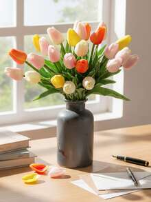 3pcs Tulip,35.5cm,13.98inch, Artificial Flower, PU Material, Simulation Feel, Valentine's Day Decoration, New Year Decoration, Spring Festival Decoration, Spring And Summer Decoration, School Dormitory Decoration, Party Activities Festival - Multicolor - View 7