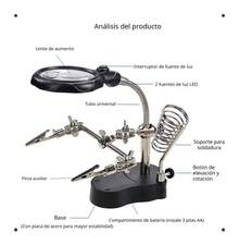 Kit De Soldadura Para Reparaciones Con Lámpara Led Y Lupa - negro - Ver 4
