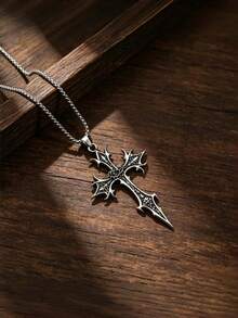 1pc Thorn Pattern Cross Necklace, Valentine's Day, Sweet & Cool Women's Jewelry - Multicolor - View 6