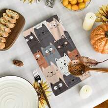 2/4/48pcs Cartoon Multi-Cat Stacked Pattern Printed Kitchen Towels - Super Soft, Highly Absorbent Polyester Dish And Hand Towels, Perfect For Holiday Decor, Kitchen Decor, Party Decor. - Multicolor - View 9