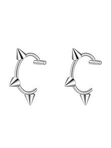 1/4 Pairs Fake Lip Ring Vampire Teeth Ring, Adjustable Fake Lip Piercing Non-Piercing Lip Cuff Ear Cuff Earrings - Silver - View 10