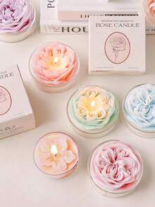 3D Austin Rose, Peony, Peach Blossom Scented Candle With Gift Box, Fruity And Floral Fusion, Beautiful Indoor Decor, Holiday Gift, Wedding Favor, Bridesmaid Gift, Christmas Gift, Spring Party Favor, Birthday Gift, Women's Gift - Multicolor - View 2