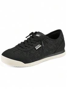 Skechers Women's Openwork Mesh Lace-Up Low-Top Casual Sneakers/Shoes - Black - View 1
