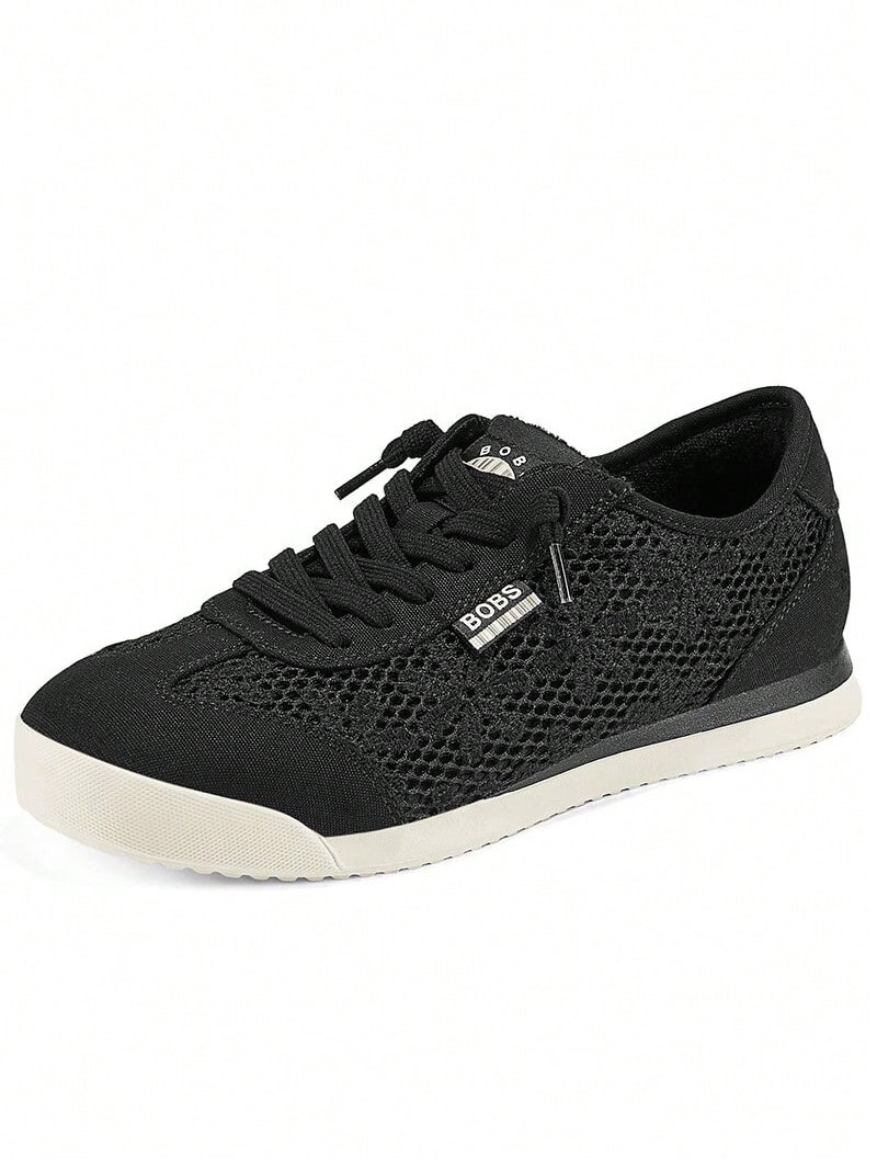 Skechers Women's Openwork Mesh Lace-Up Low-Top Casual Sneakers/Shoes - Black - View 1