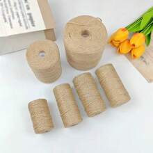 Natural Jute Twine String Roll Hemp Rope For DIY Craft Gift Wrapping, Brown Burlap Cord Rustic Wedding Decoration Macrame Gardening Packaging, Farmhouse Vintage Handmade Ribbon For Christmas Holiday Card Tag Mason Jar Home Decor Party Favor Supply - Camel - View 2