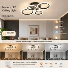 現代 LED 天花板燈 4 環半嵌入式吸頂燈 60cm/23.6in 可調色（暖白/自然白/冷白）簡易安裝 適用於客廳、臥室、廚房、走廊、玄關及其他室內照明 - 四環吸頂燈 - 查看 10