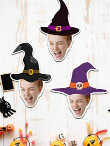 UNICCUT 24/48pcs Customized Halloween Witch Hat Face Stickers, Happy Halloween Personalized Head Stickers With Face Photo, Self-Adhesive Photo Gift Labels For Holiday Gifts, Envelopes, Greeting Card Labels, Sticker - Multicolor - View 5