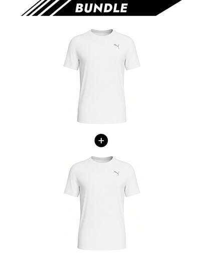 Puma [Paquete] Camisetas de rendimiento SUEDE FADED para hombres Blancas X 2