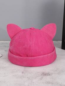 1pc Women's Cat Ear Design Soft Top Adjustable Back Buckle Atmosphere Fashion Sweet Cool Style Bucket Hat, Suitable For Street, Outing, Daily Wear, Photography - Cat Ears - View 1