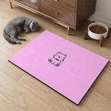 1 pieza Alfombrilla de alimentación para mascotas rosa, patrón de oso de dibujos animados lindo, alfombrilla impermeable para mascotas, alfombrilla antideslizante y resistente a manchas para cuencos de perro, alfombrilla para mascotas fácil de limpiar y lavable (apto para gatos, perros, conejos, cerdos, hámsters) - Rosa Pálido - Ver 5