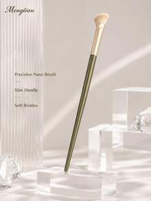 1PC Nose Contour Brush, Half Fan Nose Shadow Brush With Soft Fiber Bristles, Precise Detail Makeup Brush For Nose Shading, Highlight & Blending - White - View 6