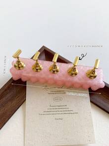 美甲装饰品，交叉边框非磁性美甲配件，仿贝壳白色和粉色长方形底座，配套方形和椭圆形透明粉色高品质甲片，5件套美甲展示架，韩式美甲饰品，美甲展示工具 - 彩色 - 查看 59