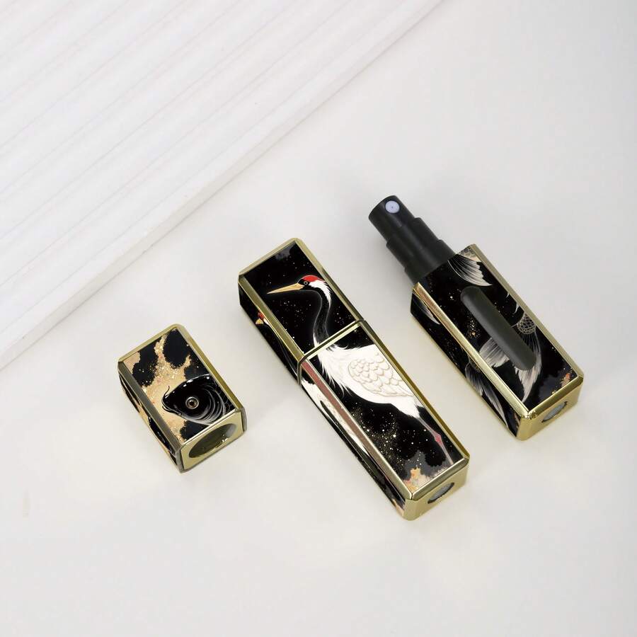 1個 5ml 可重複填充香水噴霧瓶,便攜旅行香水噴霧瓶,底部補香迷你香水瓶,黑金藝術圖案,適用於錢包、手提包與口袋 - 彩色 - 查看 1