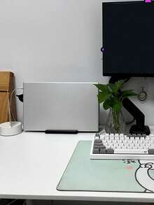 Soporte para portátil negro, soporte de computadora ajustable multifuncional, compatible con funda protectora MacBook, estante de almacenamiento vertical, funda protectora, soporte de almacenamiento, base. Esencial para dormitorio universitario. Teclado Bluetooth, funda de computadora, alfombrilla de escritorio, bolsa para portátil, periféricos de computadora, área de escritorio de oficina, almacenamiento de teclado con auriculares con cable, soporte con bolsa pequeña, soporte de almacenamiento para smartphone - Ver 4