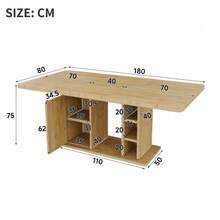 Extendable Dining Table 140/180 * 80 Cm, Suitable For 6-8 People, With Storage Space, Thickened Tabletop, Extendable Dining Table In Scandinavian Style, Oak Color - 駝色 - 查看 6